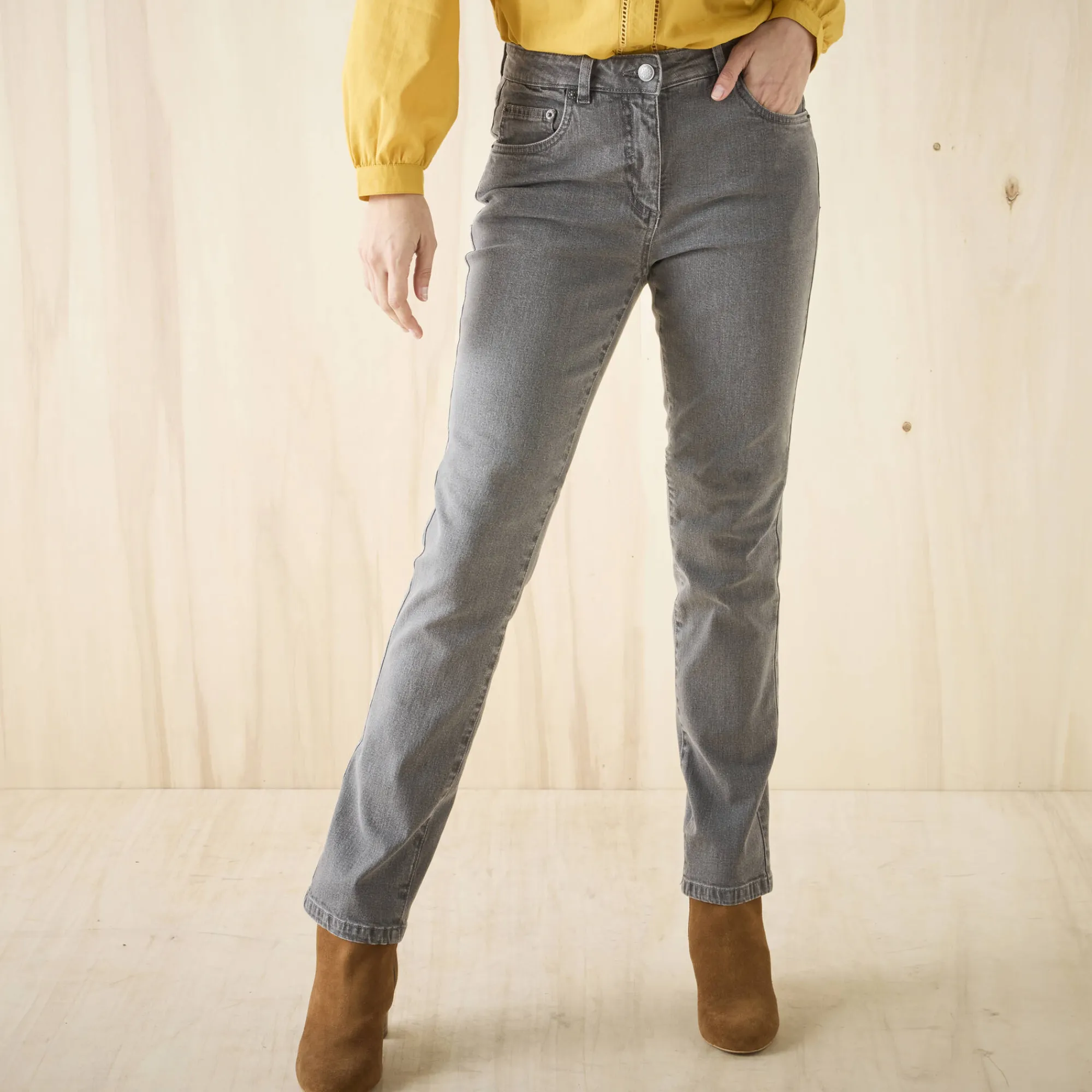 Jeans|Broek<Blancheporte Stretchjeans in recht model - kleine lengte grijs