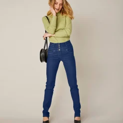 Jeans|Broek<Blancheporte Stretchjeans in recht model met hoge taille raw