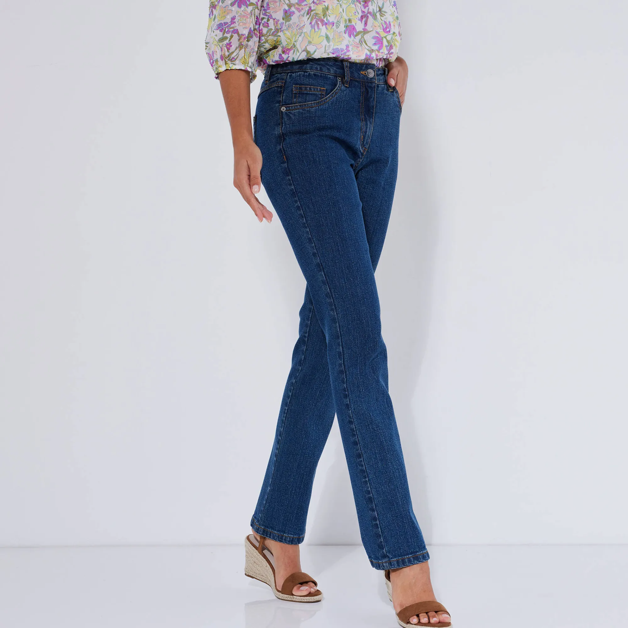 Jeans<Blancheporte Stretchjeans in recht model - gemiddelde lengte dark blue