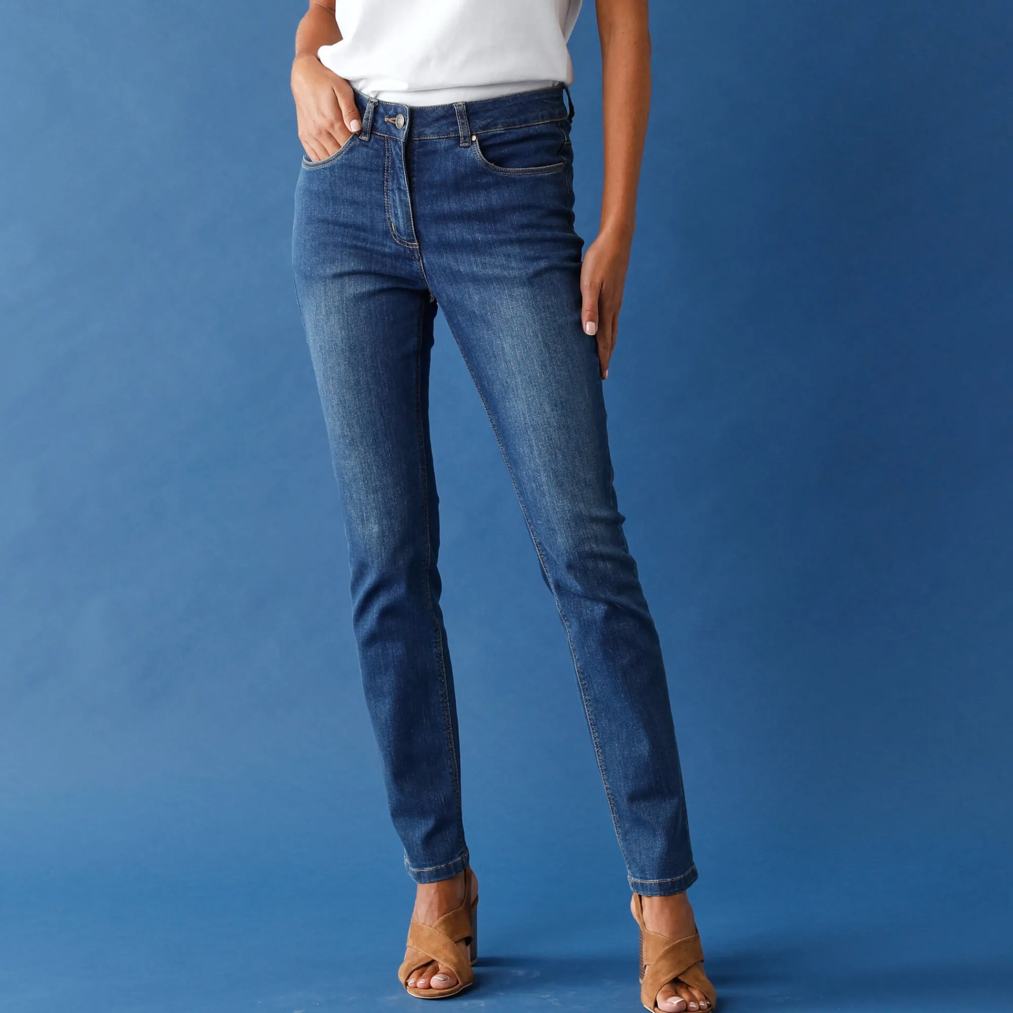 Jeans<Blancheporte Stretchjeans met recht model stone