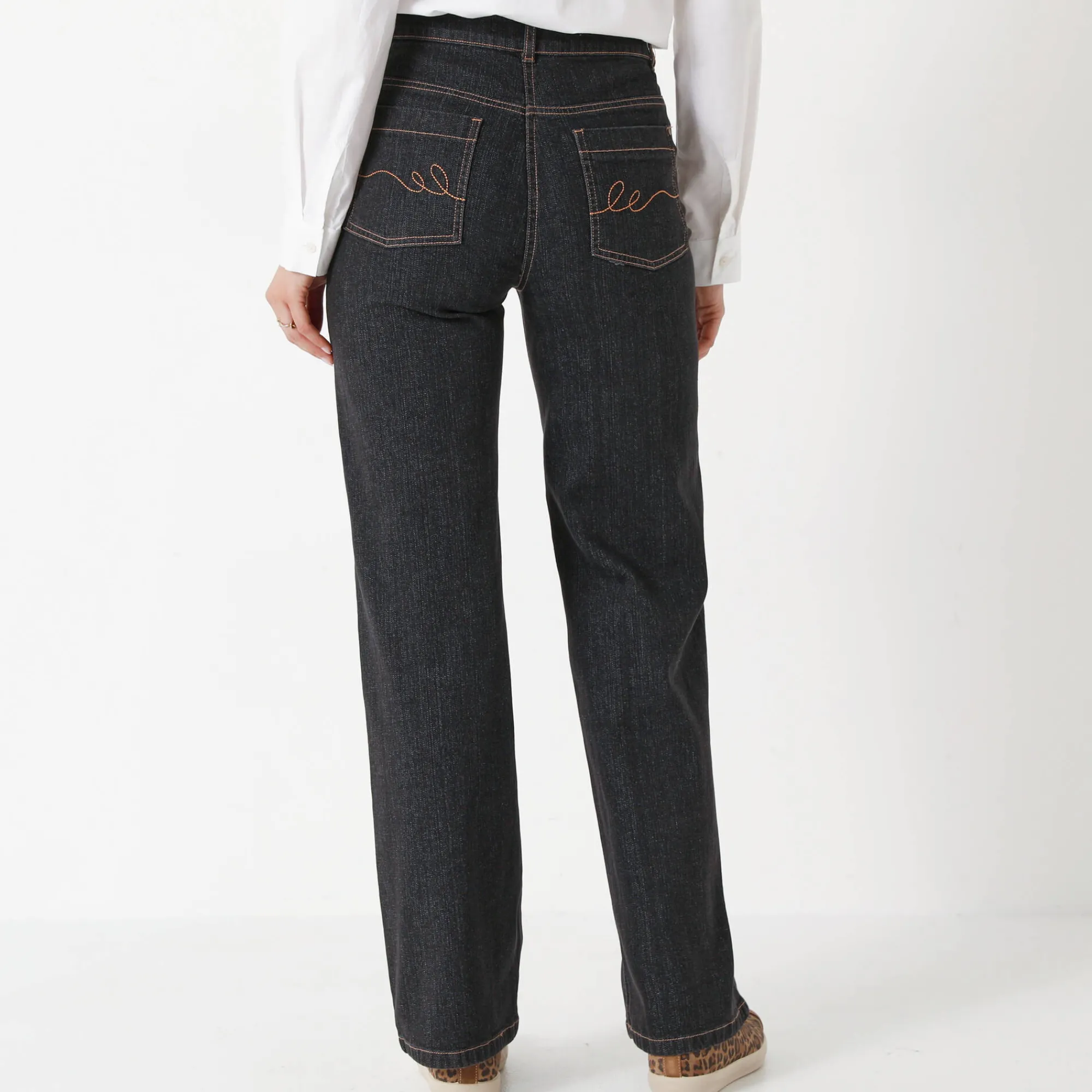 Jeans|Broek<Blancheporte Stretchjeans met ruim model, kleine lengte zwart