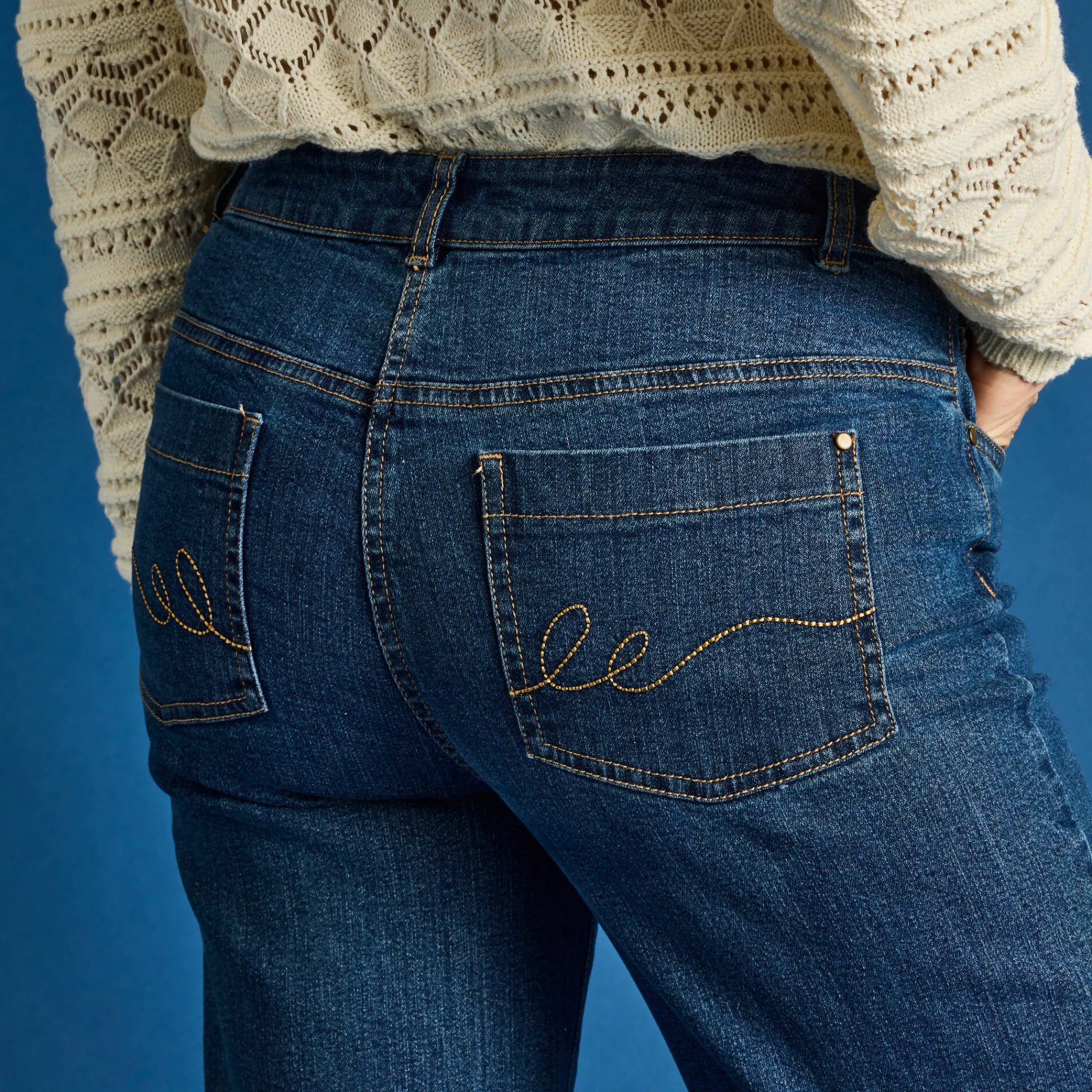 Jeans|Broek<Blancheporte Stretchjeans met ruim model, grote lengte stone