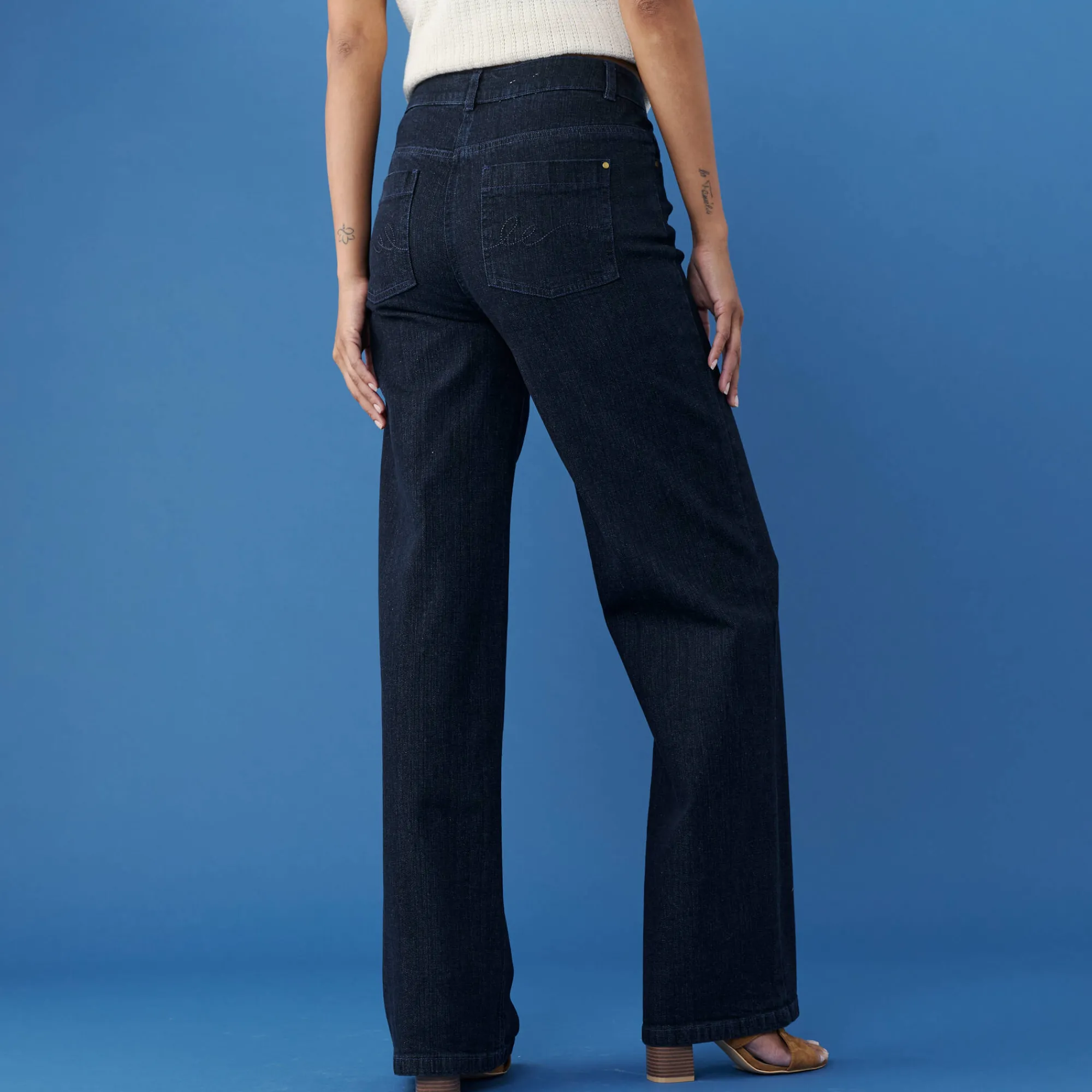 Jeans|Broek<Blancheporte Stretchjeans met ruim model, grote lengte raw