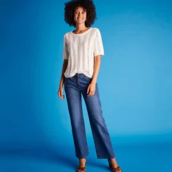 Jeans<Blancheporte Stretchjeans met ruim model, kleine lengte stone