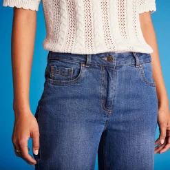 Jeans<Blancheporte Stretchjeans met ruim model, kleine lengte stone