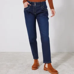 Jeans|Broek<Blancheporte Stretchjeans 'mom' model met elastische taille dark blue