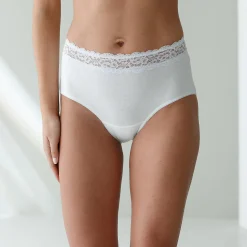 Slip En Shorty<Blancheporte Supermaxislip in stretchkatoen met kanten tailleband - set van 2 wit