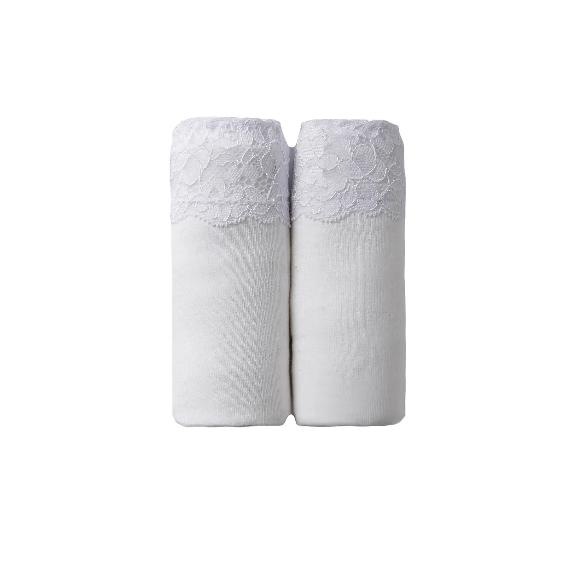 Slip En Shorty<Blancheporte Supermaxislip in stretchkatoen met kanten tailleband - set van 2 wit