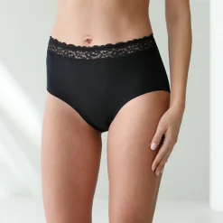 Slip En Shorty<Blancheporte Supermaxislip in stretchkatoen met kanten tailleband - set van 2 zwart