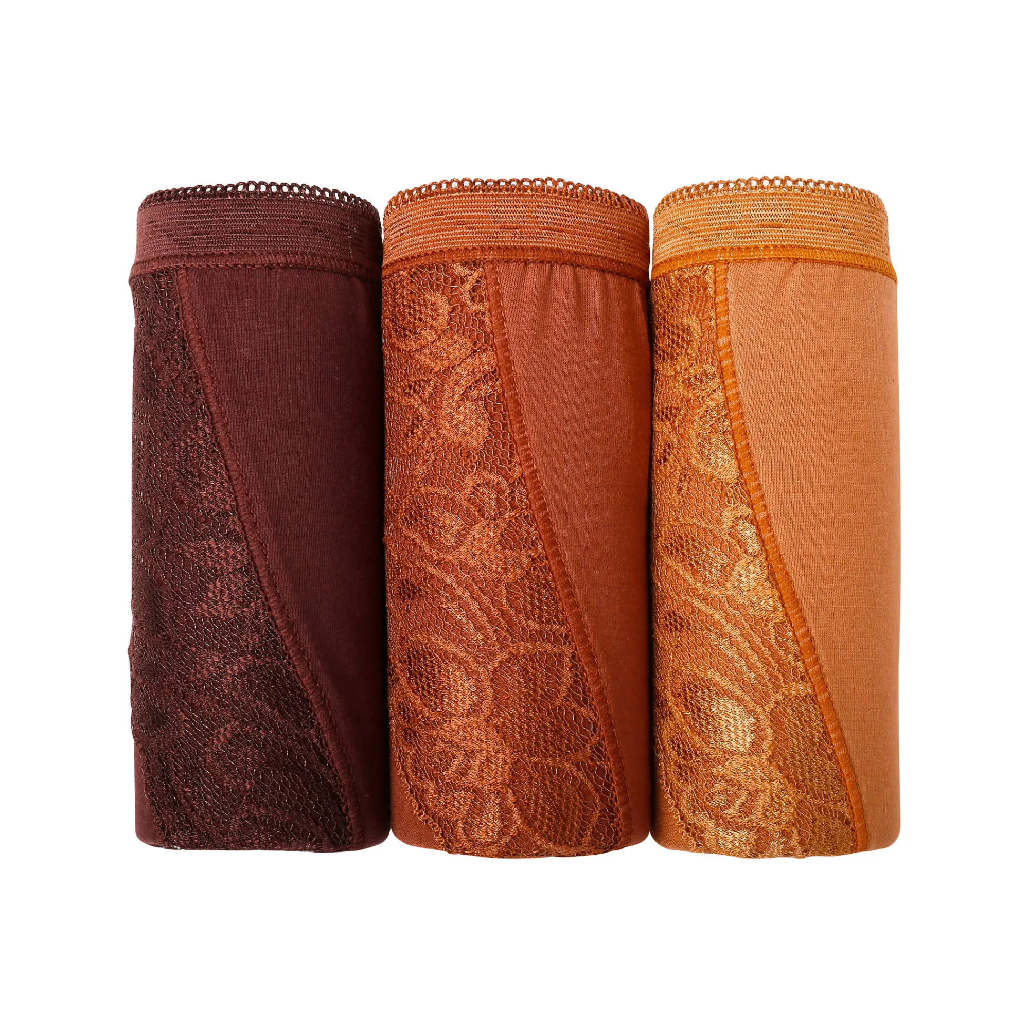 Slip En Shorty<Blancheporte Supermaxislip met kant - set van 3 chocolade