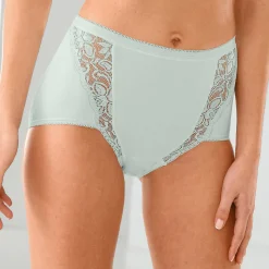 Slip En Shorty<Blancheporte Supermaxislip met kant - set van 3 amandel + roze + groen