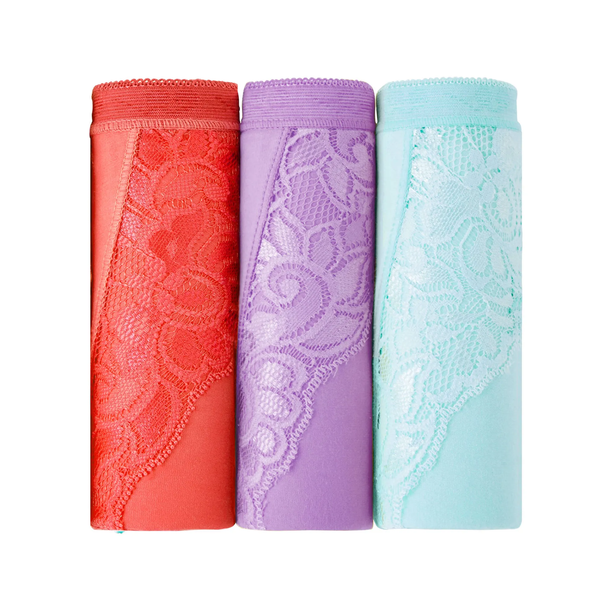 Slip En Shorty<Blancheporte Supermaxislip met kant - set van 3 lichtblauw + koraal + lavendel