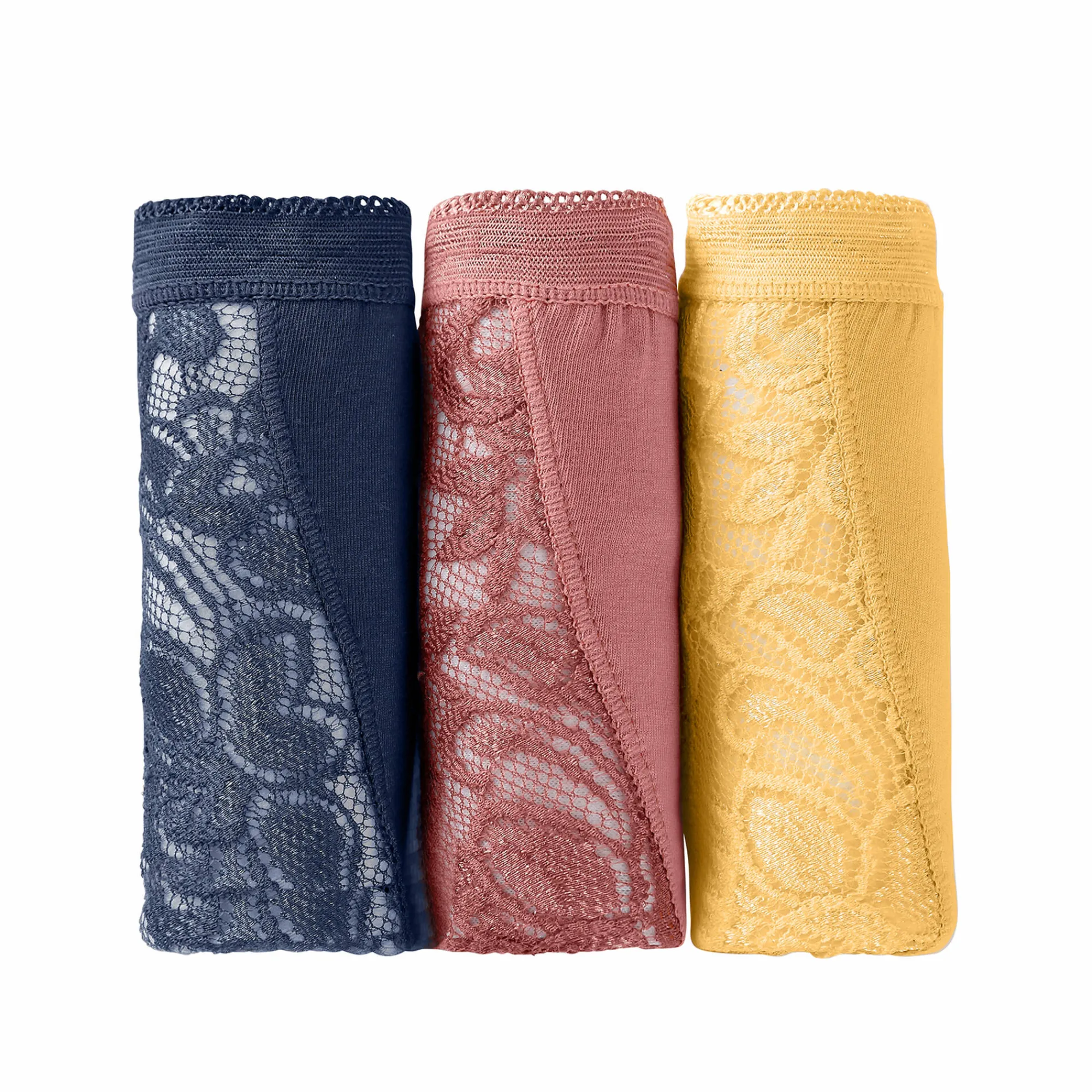 Slip En Shorty<Blancheporte Supermaxislip met kant - set van 3 marine + terracotta + geel
