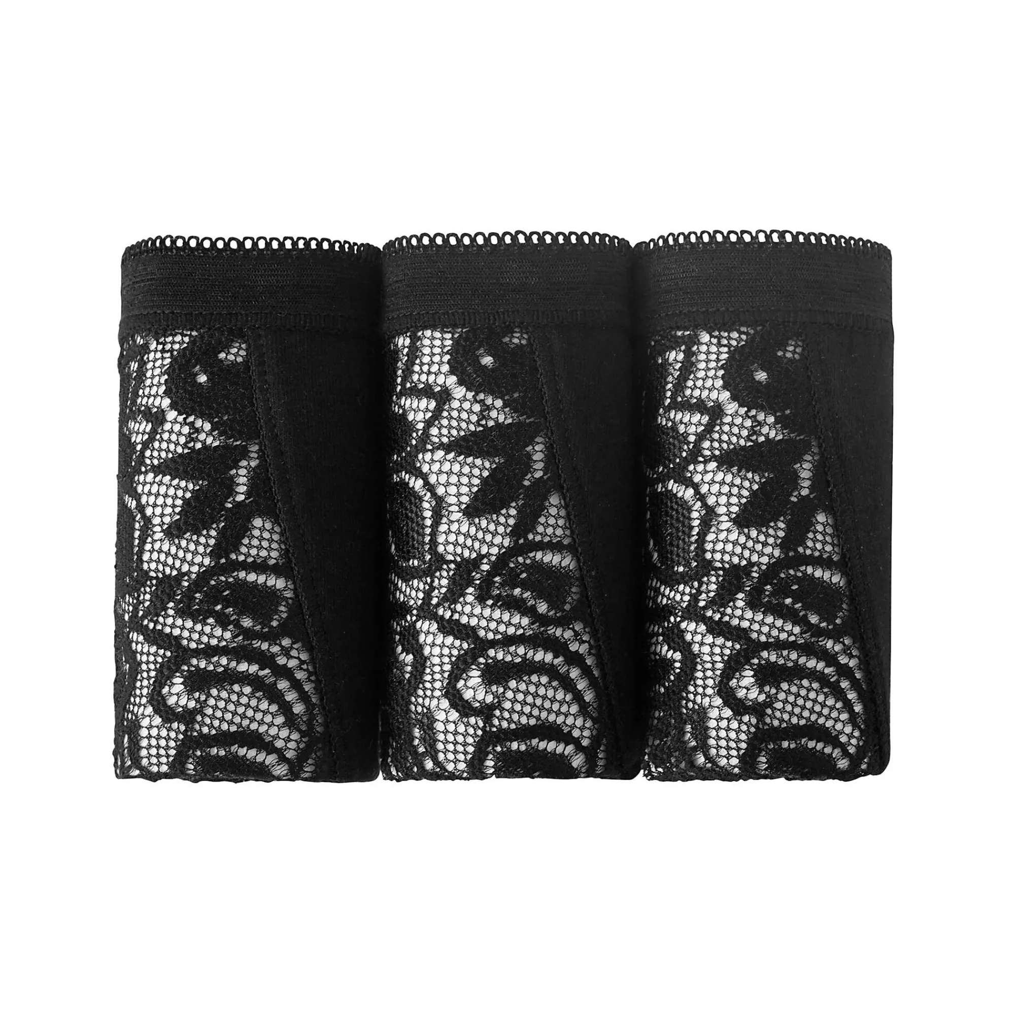 Slip En Shorty<Blancheporte Supermaxislip met kant - set van 3 zwart