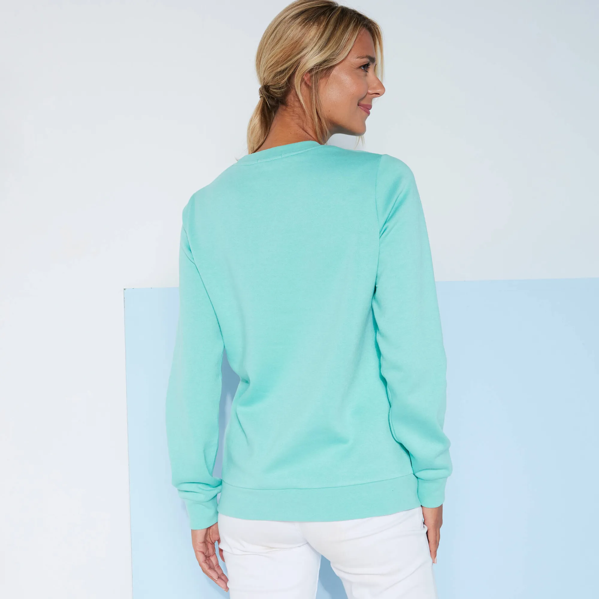 Trui En Vest<Blancheporte Sweater in molton watergroen