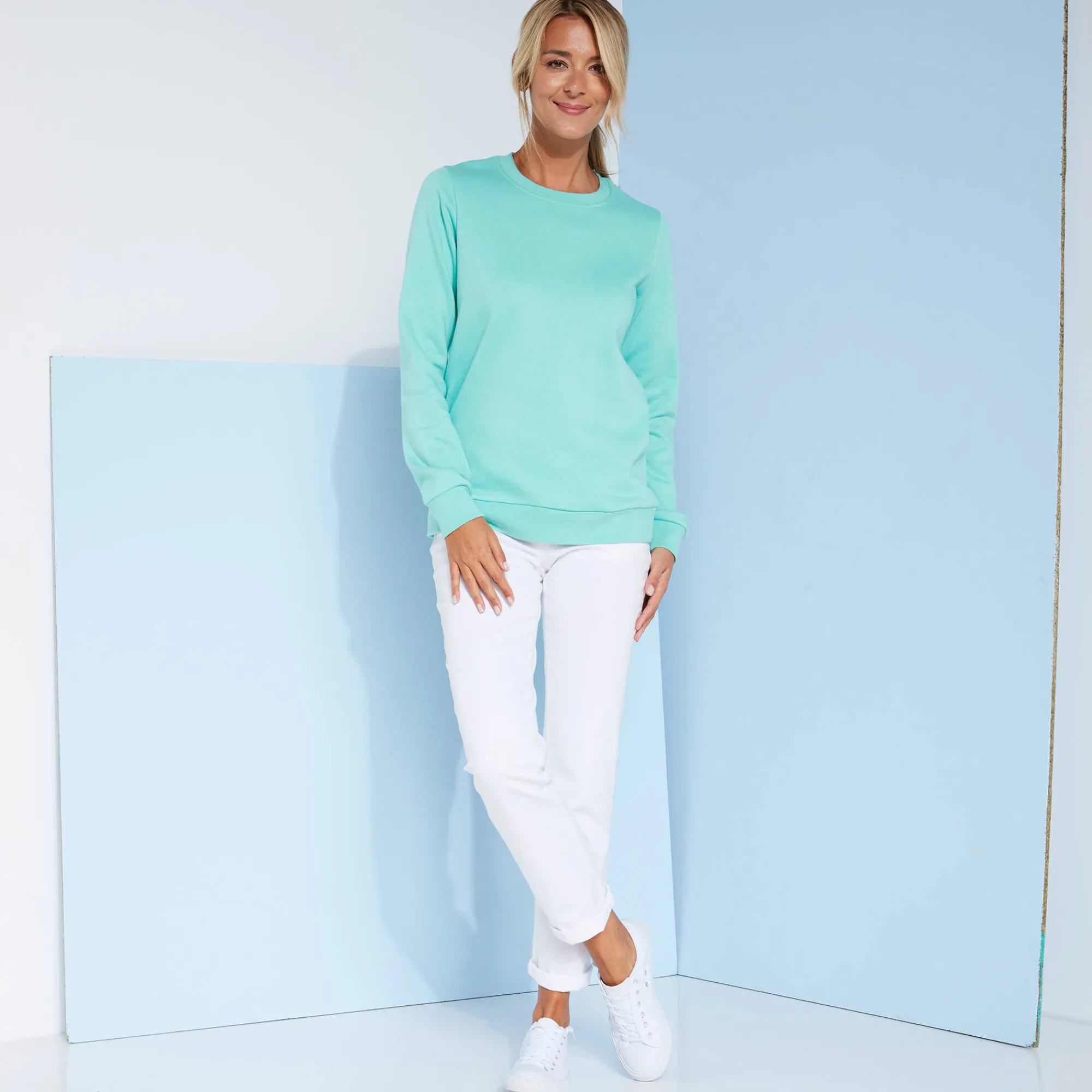 Trui En Vest<Blancheporte Sweater in molton watergroen