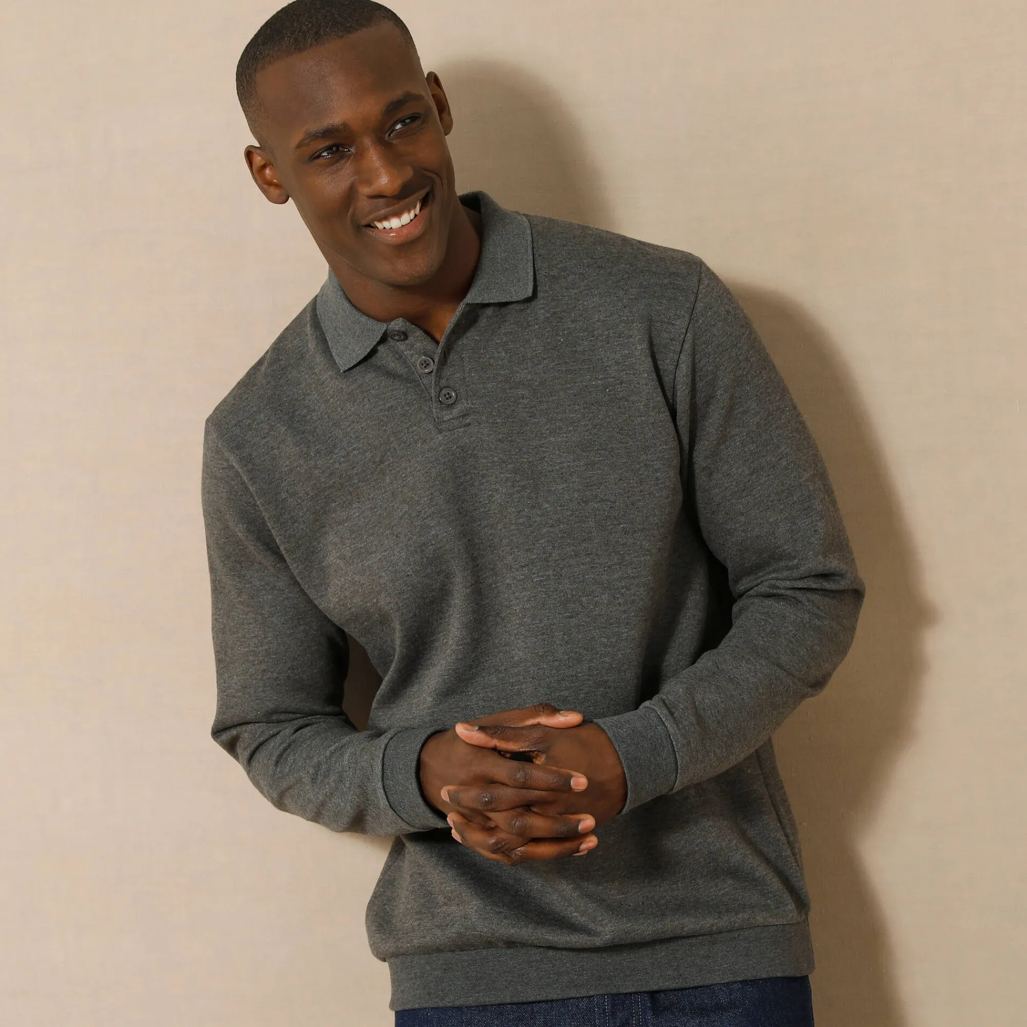 Sweater|Trui En Vest<Blancheporte Sweater in molton met polokraag chiné antraciet