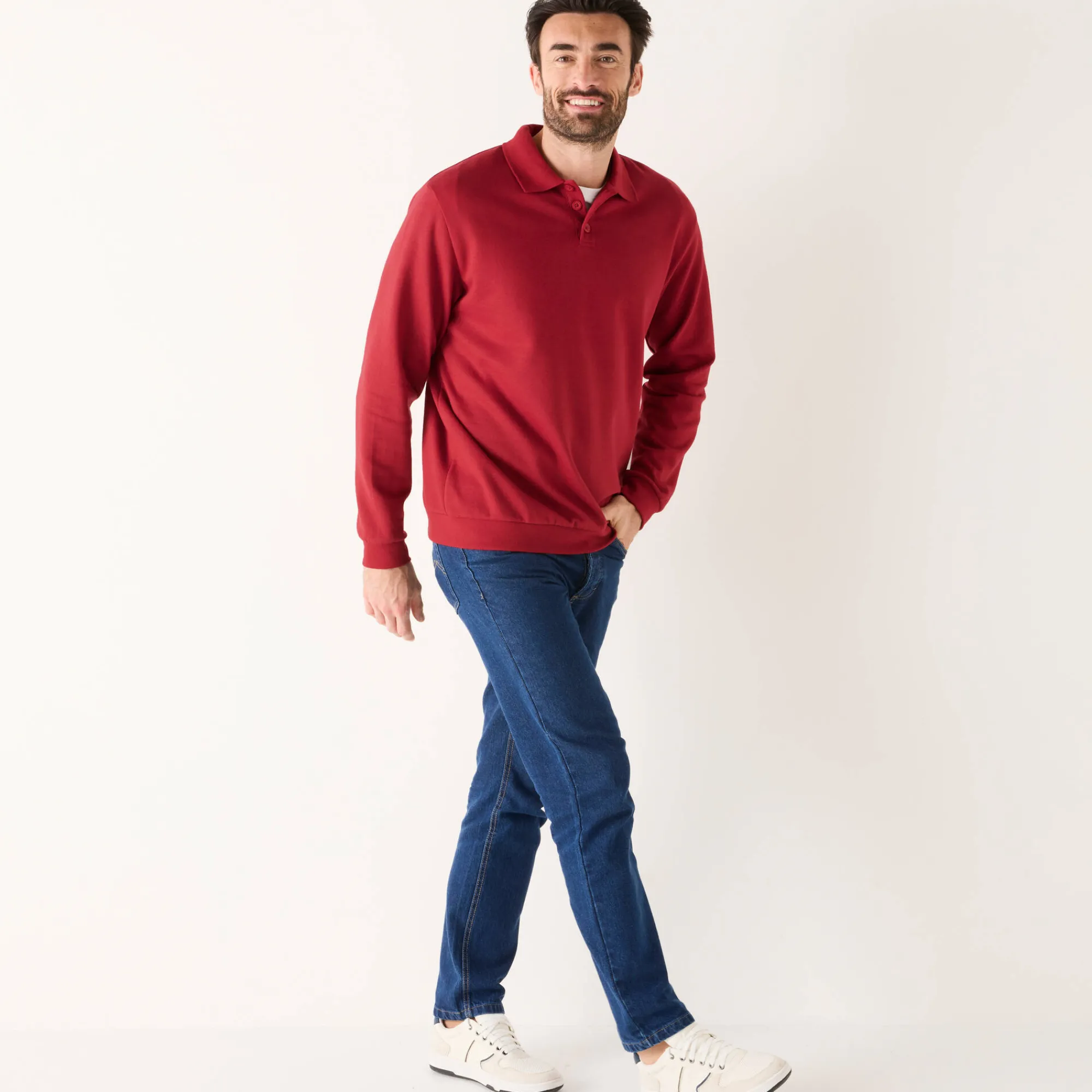 Sweater|Trui En Vest<Blancheporte Sweater in molton met polokraag rood