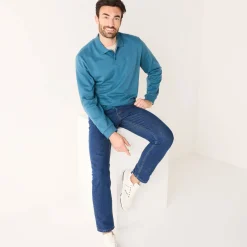 Sweater|Trui En Vest<Blancheporte Sweater in molton met polokraag petroleumblauw