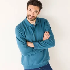 Sweater|Trui En Vest<Blancheporte Sweater in molton met polokraag petroleumblauw