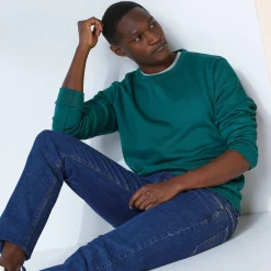 Sweater|Trui En Vest<Blancheporte Sweater in molton met ronde hals dennengroen