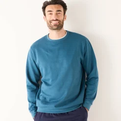 Sweater|Trui En Vest<Blancheporte Sweater in molton met ronde hals petroleumblauw