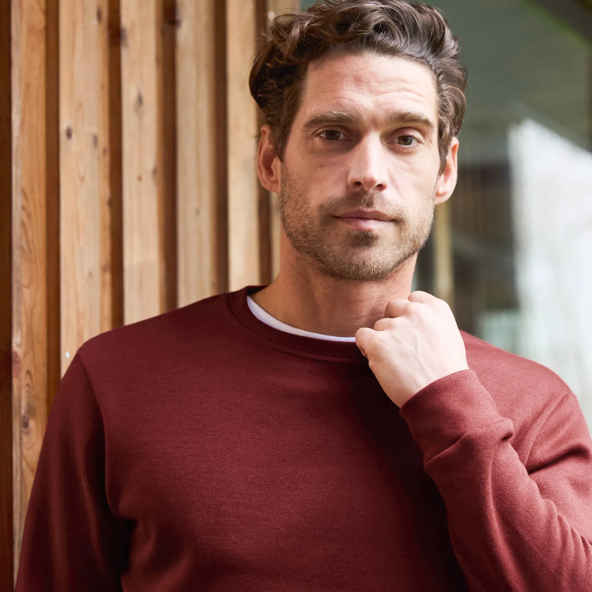 Sweater|Trui En Vest<Blancheporte Sweater in molton met ronde hals rood