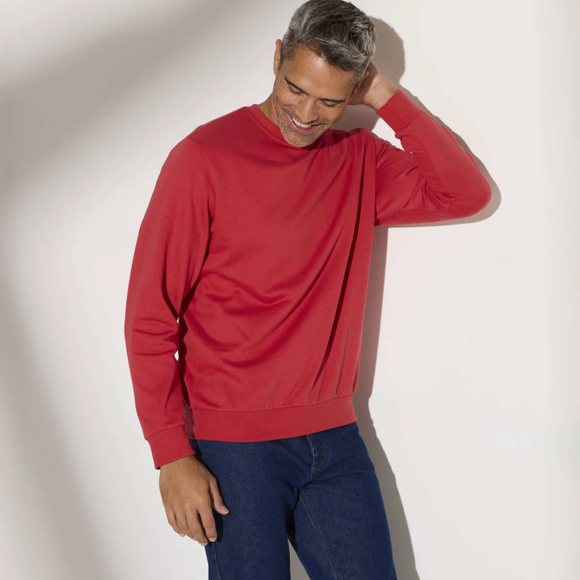 Sweater|Trui En Vest<Blancheporte Sweater in molton met ronde hals grijzig koraal