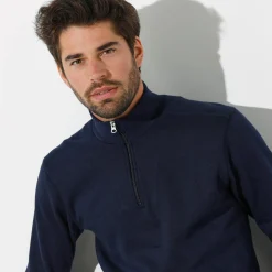 Sweater|Trui En Vest<Blancheporte Sweater in molton met truckerskraag marine
