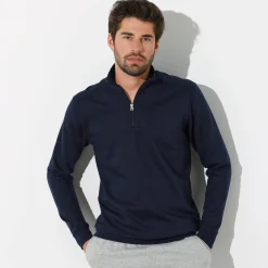 Sweater|Trui En Vest<Blancheporte Sweater in molton met truckerskraag marine