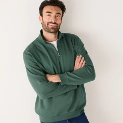 Sweater|Trui En Vest<Blancheporte Sweater in molton met truckerskraag donkergroen