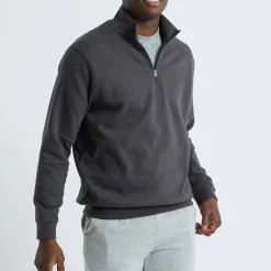 Sweater|Trui En Vest<Blancheporte Sweater in molton met truckerskraag chiné antraciet