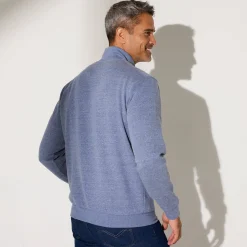 Sweater|Trui En Vest<Blancheporte Sweater in molton met truckerskraag jeansblauw