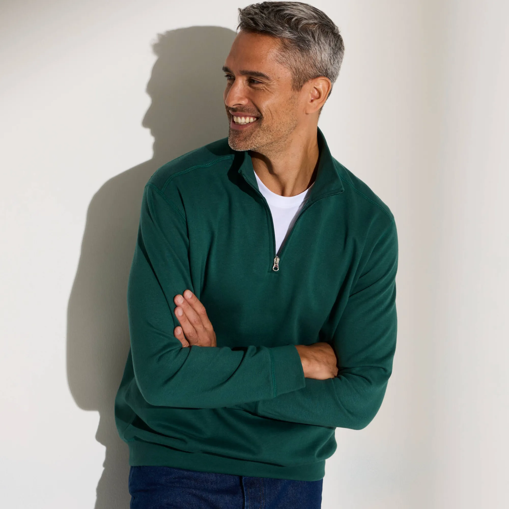 Sweater|Trui En Vest<Blancheporte Sweater in molton met truckerskraag dennengroen