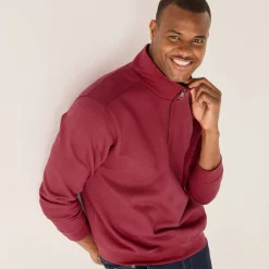 Sweater|Trui En Vest<Blancheporte Sweater in molton met truckerskraag DONKERROZE