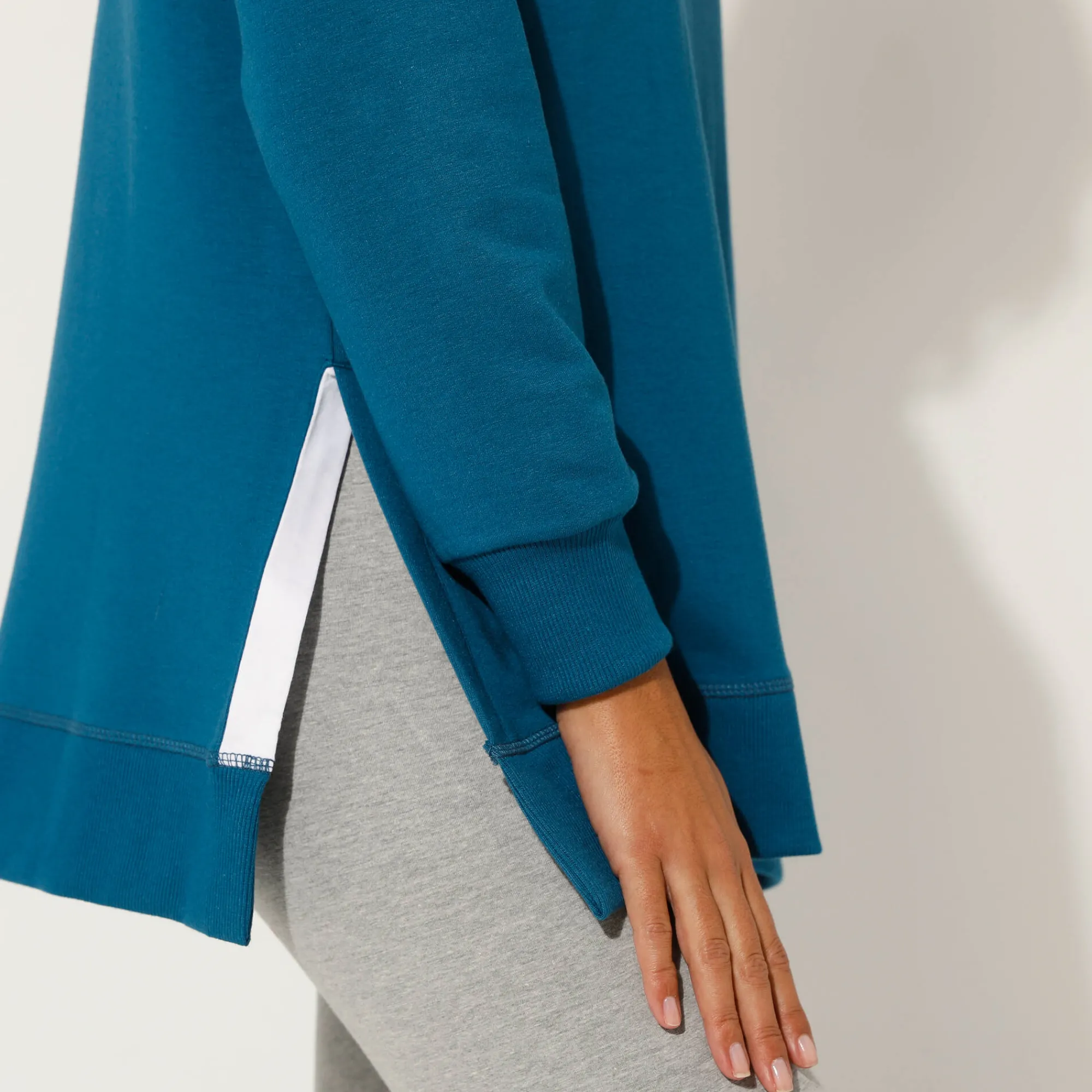 Trui En Vest<Blancheporte Sweater in molton met tunieklengte petroleumblauw