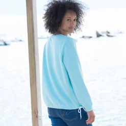 Trui En Vest<Blancheporte Sweater in molton, sleuflintjes celadon / ecru