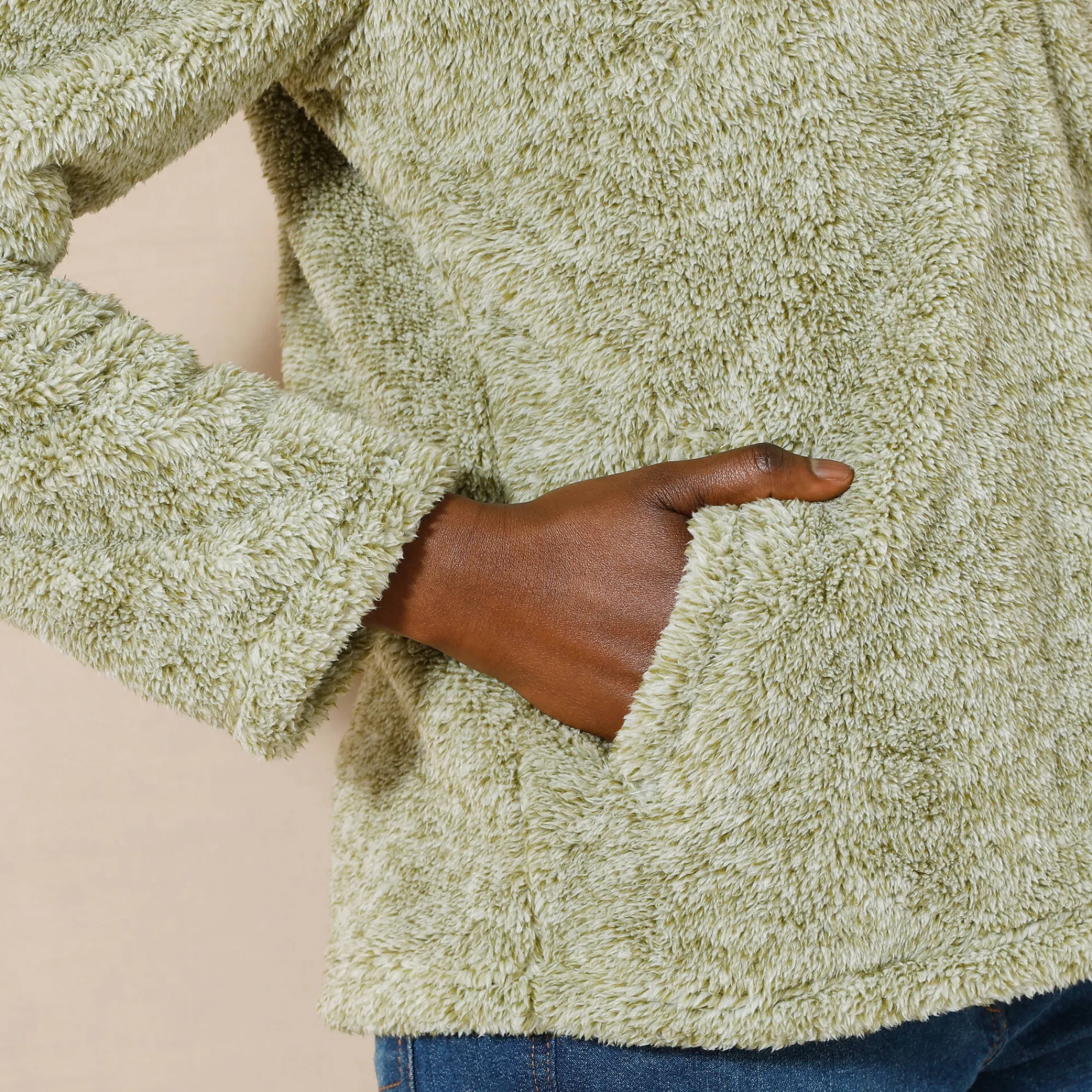 Trui En Vest<Blancheporte Sweater in pluchetricot chiné groen