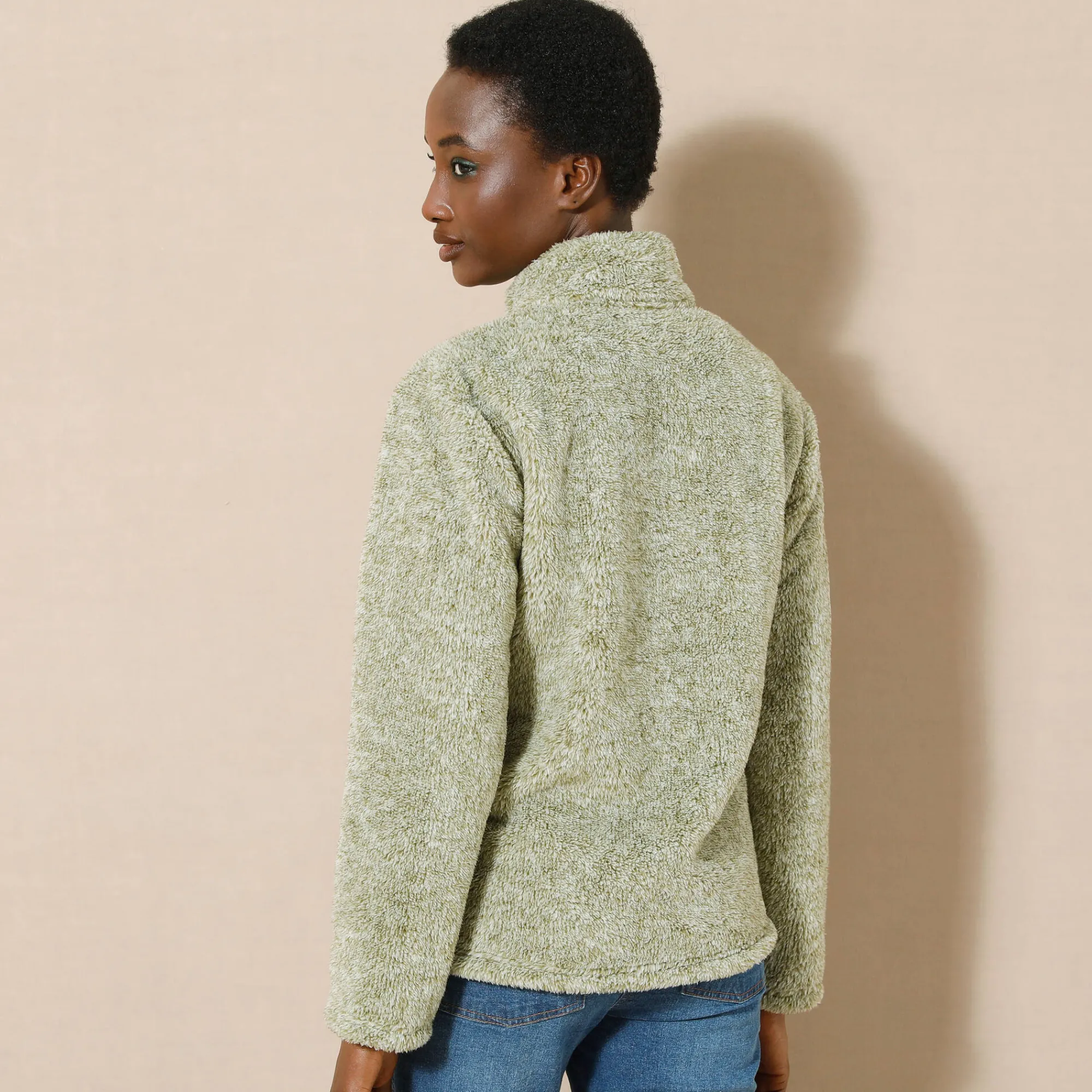Trui En Vest<Blancheporte Sweater in pluchetricot chiné groen