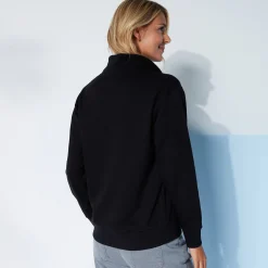 Trui En Vest<Blancheporte Sweater met opstaande ritskraag in geruwd molton zwart