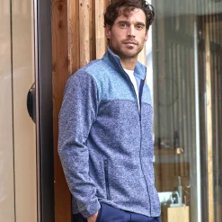 Sweater|Trui En Vest<Blancheporte Sweater met opstaande ritskraag, tricot gevoerd met molton chiné blauw