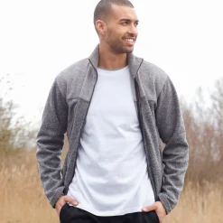 Sweater|Trui En Vest<Blancheporte Sweater met opstaande ritskraag, tricot gevoerd met molton chiné grijs