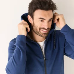 Sweater|Trui En Vest<Blancheporte Sweater met rits en kap, in geruwd molton, met contrasterende details denim blauw