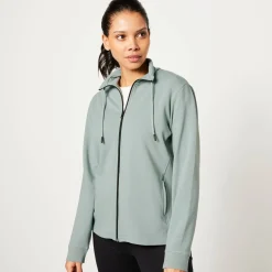 Trui En Vest<Blancheporte Sweater met rits, opstaande kraag watergroen