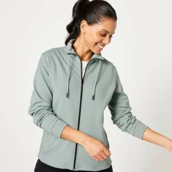 Trui En Vest<Blancheporte Sweater met rits, opstaande kraag watergroen