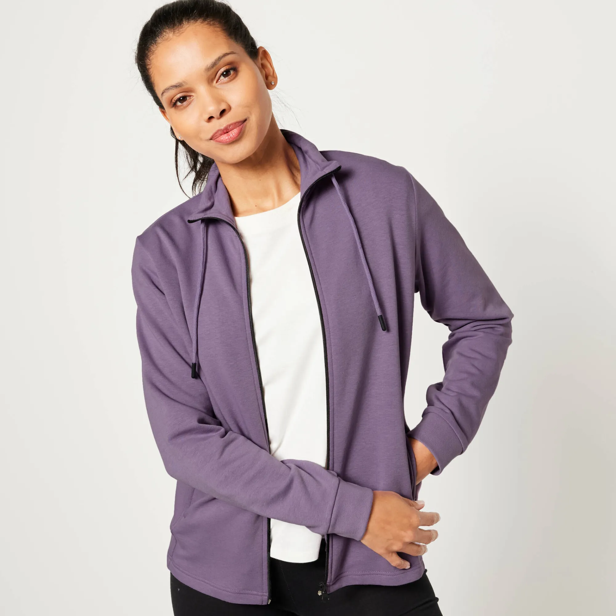 Trui En Vest<Blancheporte Sweater met rits, opstaande kraag mauve