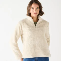 Trui En Vest<Blancheporte Sweater met rits, pluchetricot chiné beige