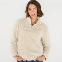 Trui En Vest<Blancheporte Sweater met rits, pluchetricot chiné beige