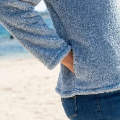 Trui En Vest<Blancheporte Sweater met rits, pluchetricot chiné grijsblauw