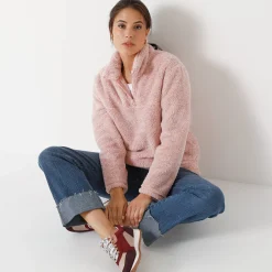 Trui En Vest<Blancheporte Sweater met rits, pluchetricot chiné roze